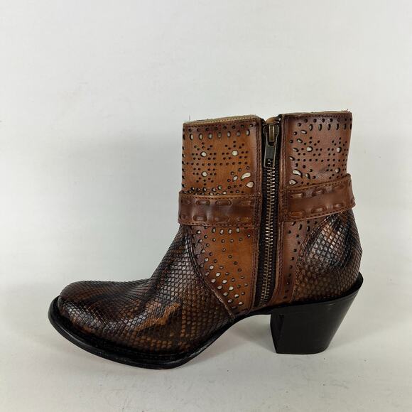 J.B. Dillon Reserve Boots Women's 8 Brown Snake Python Buckle Strap Ankle Bootie - Picture 6 of 11